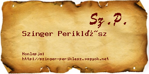 Szinger Periklész névjegykártya